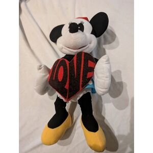 Disney Minnie Mouse Plush 11" with Valentine Love heart, blue skirt, and red hat